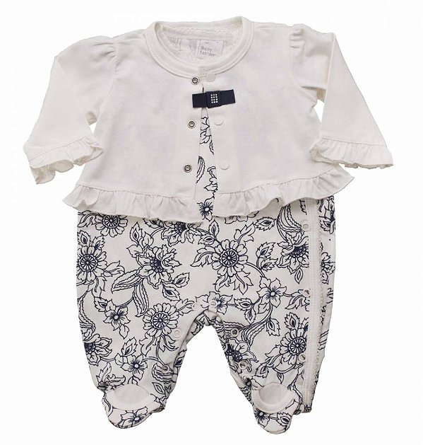 Macacão floral em malha com casaquinho - BABY FASHION