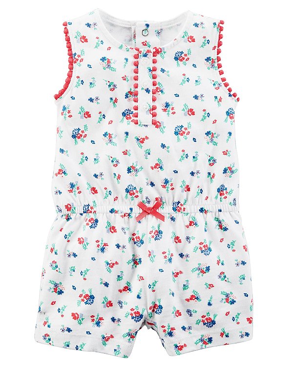 Romper em malha floral vermelho - CARTERS