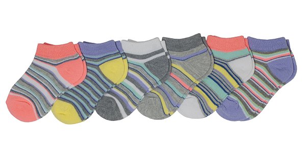Kit 6 pares de meias listradas 0-6 meses ou 6-18 meses - GARANIMALS