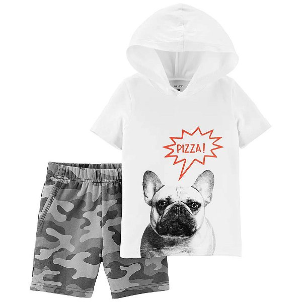 Conjunto de Short Camuflado e Hoodie de Bulldog Francês de 2 Peças Carter's