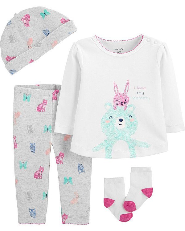 Conjunto 4 peças - pijama bichinhos - Carter's