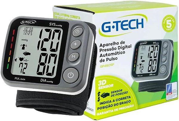 Aparelho de pressão digital automático de pulso G-Tech GP450SP