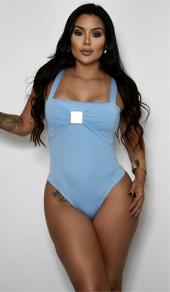 Body de Alça Larga Com Detalhe Fivela metal