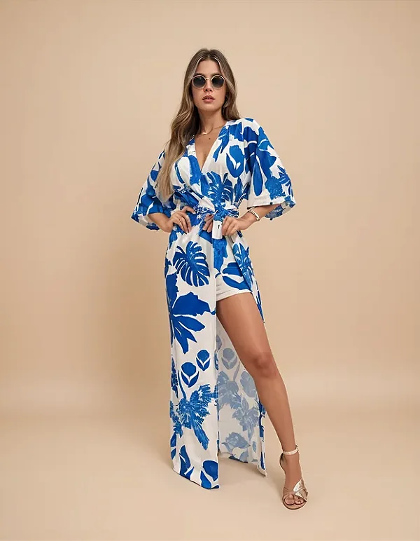 Vestido Longo Estampado Com Short