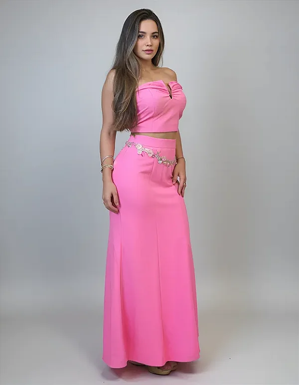 Conjunto Saia Longa E Cropped