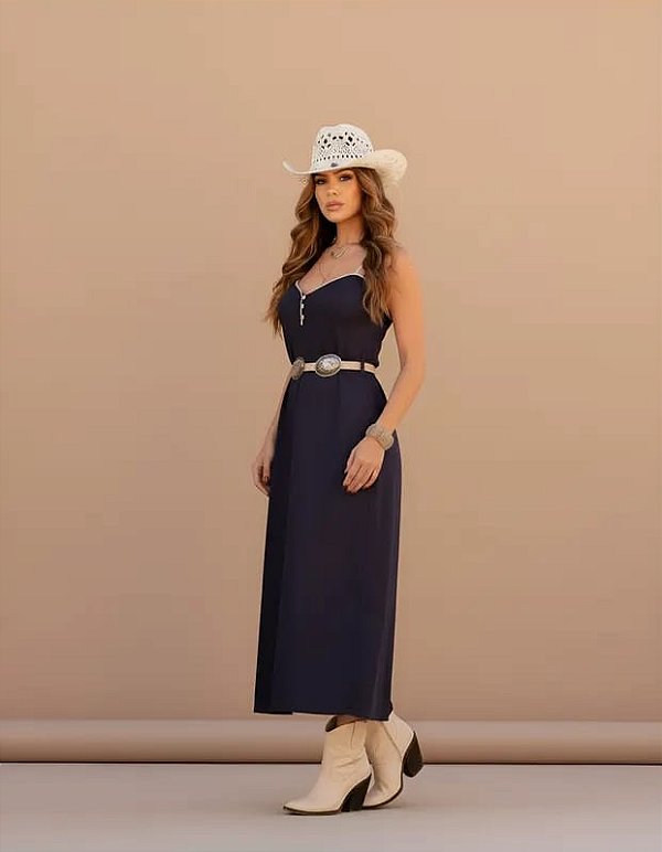 Vestido Midi De Alça Preto