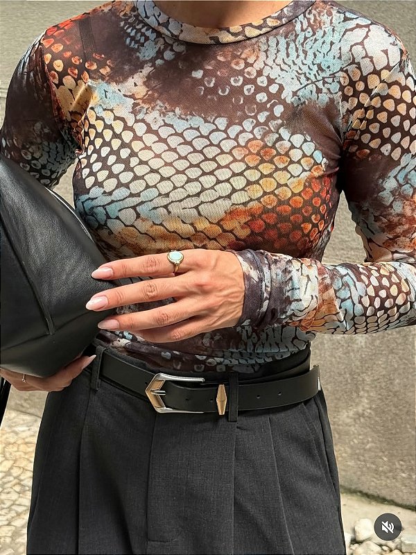 Blusa Tule Estampada Snake