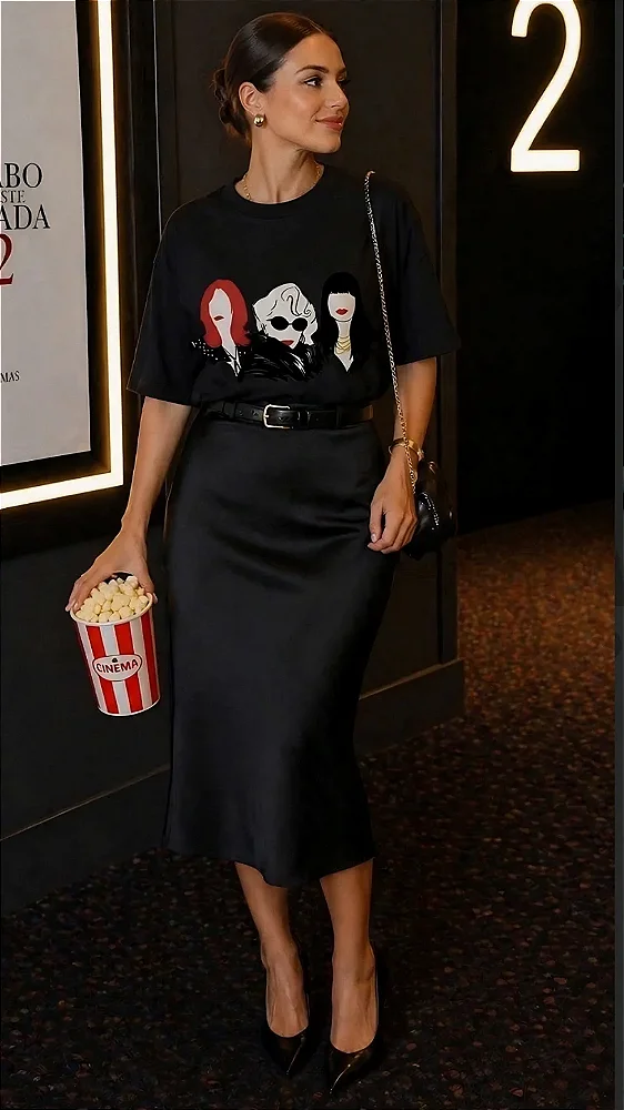 T shirt Preta O Diabo Veste Prada 2