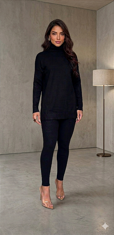 Conjunto Blusa Com calça Tricot Modal