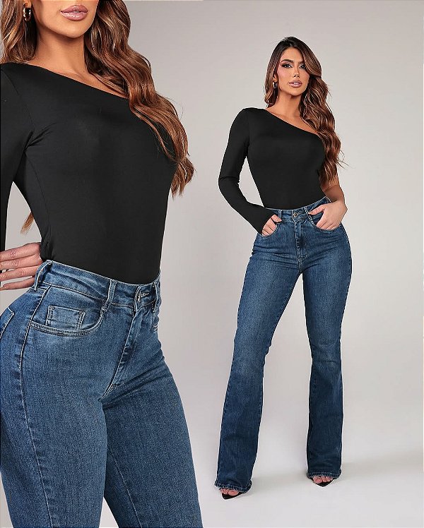 Calça Jeans Flare Com Elastano