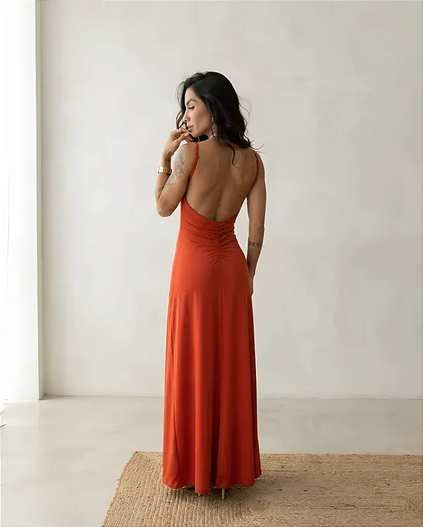 Vestido Longo De Alça Costa Nua
