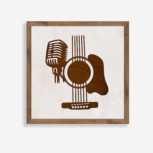 Quadro Rústico Violão & Microfone