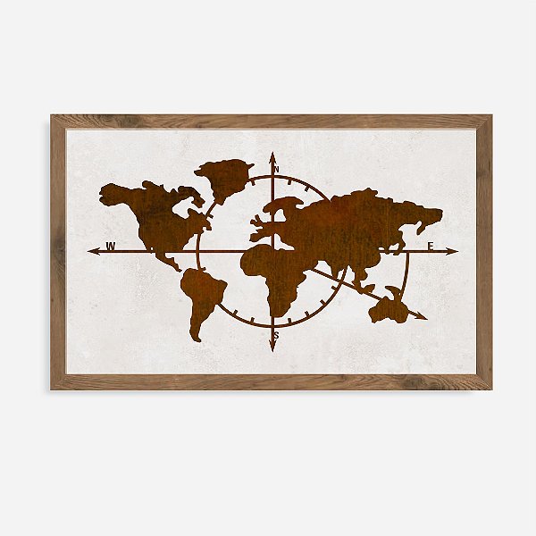 Quadro Rústico Mapa Mundi