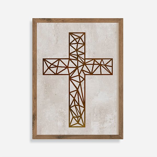 Quadro Rústico Cruz Geométrica