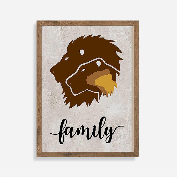 Quadro Rústico Lion Family