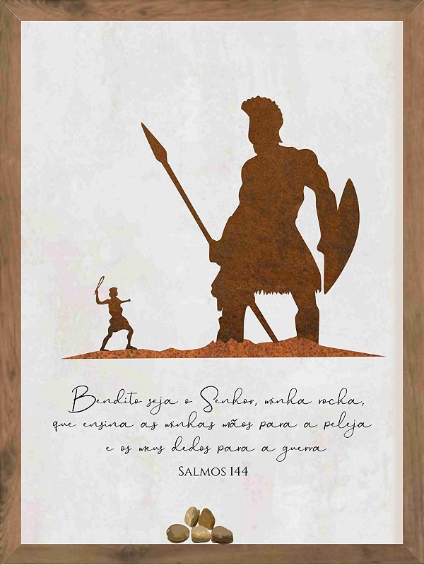 Quadro Rústico Davi e Golias - Salmos 144