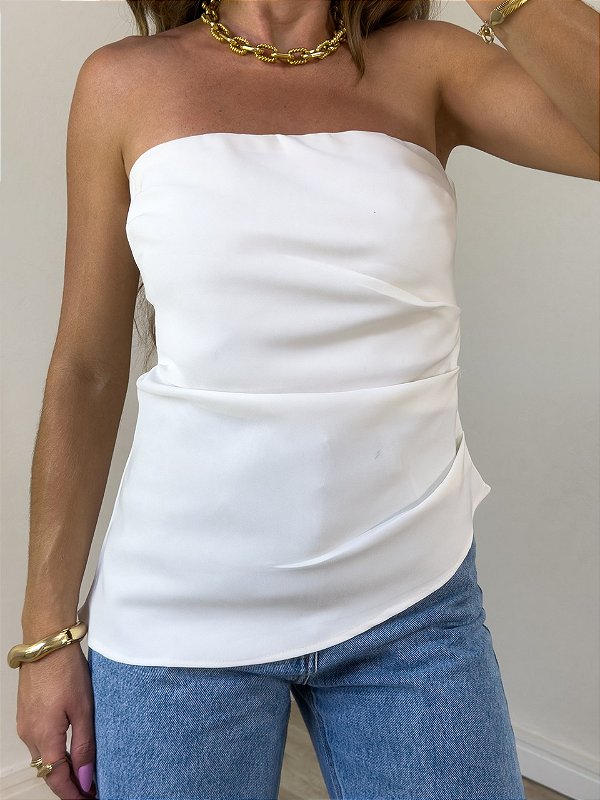 Blusa sem alças drapeada monique off