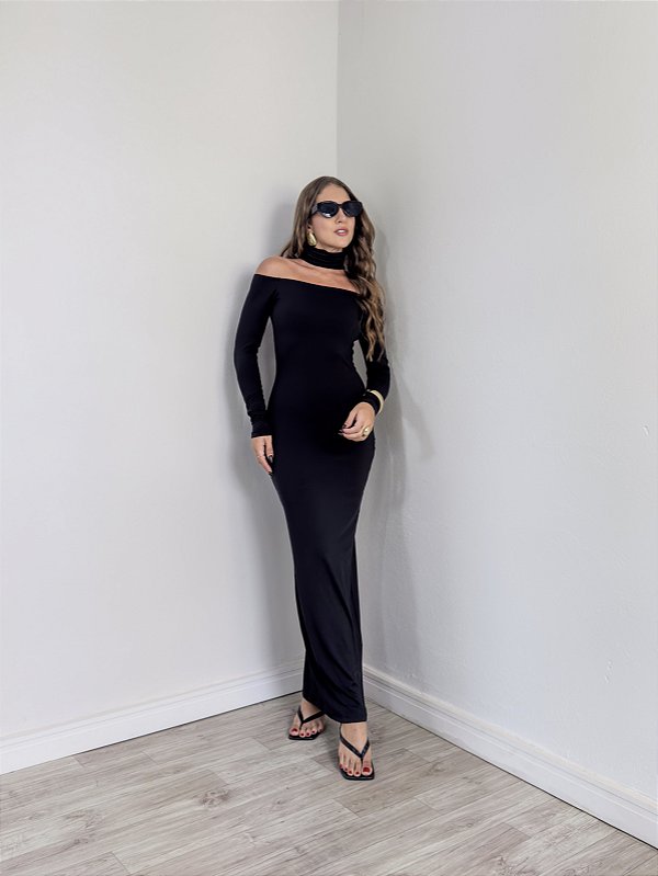 Vestido Tracy Manga Longa Preto