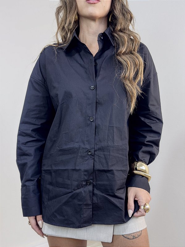 Camisa Tricoline Preta