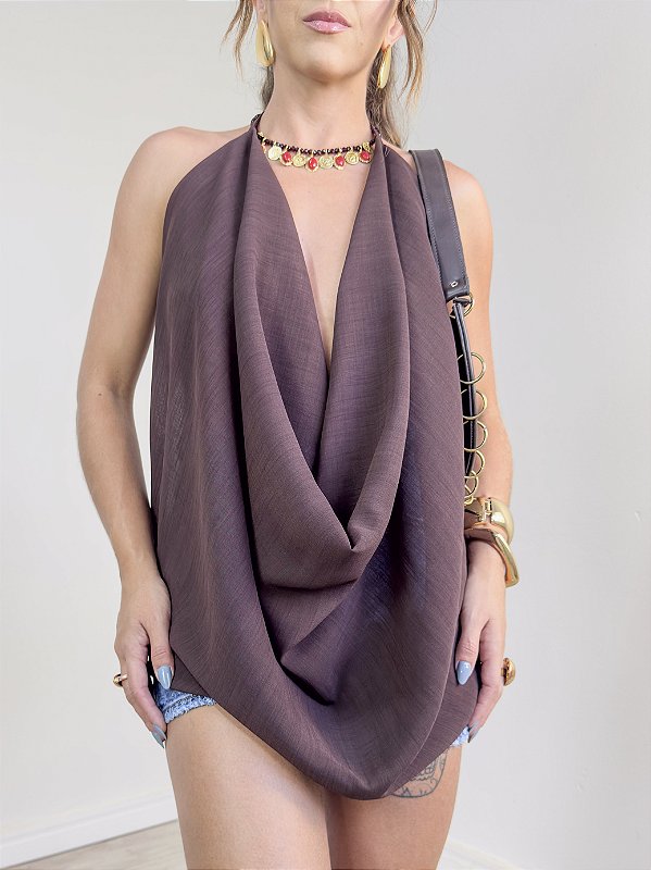 Blusa frente única ary marrom