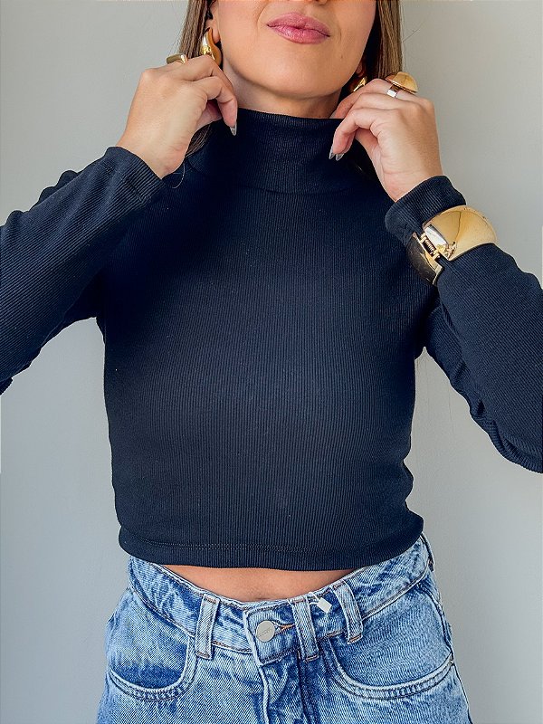 Cropped Cacharrel Preto