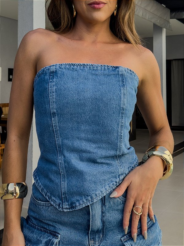 Blusa Jeans Assimétrica Lirio