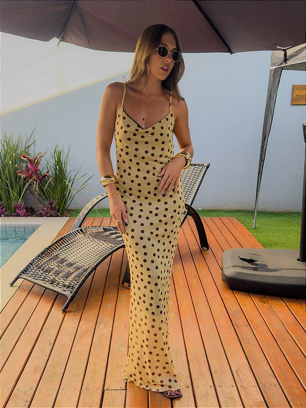 Vestido Alcinha Poa Amarelo