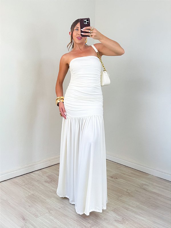 Vestido longo drapeado Dália Off