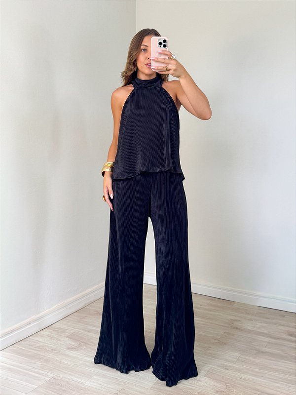 Conjunto Plissado Ilume Preto