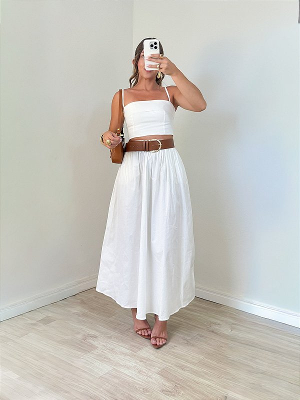 Conjunto Clear Saia Midi Off