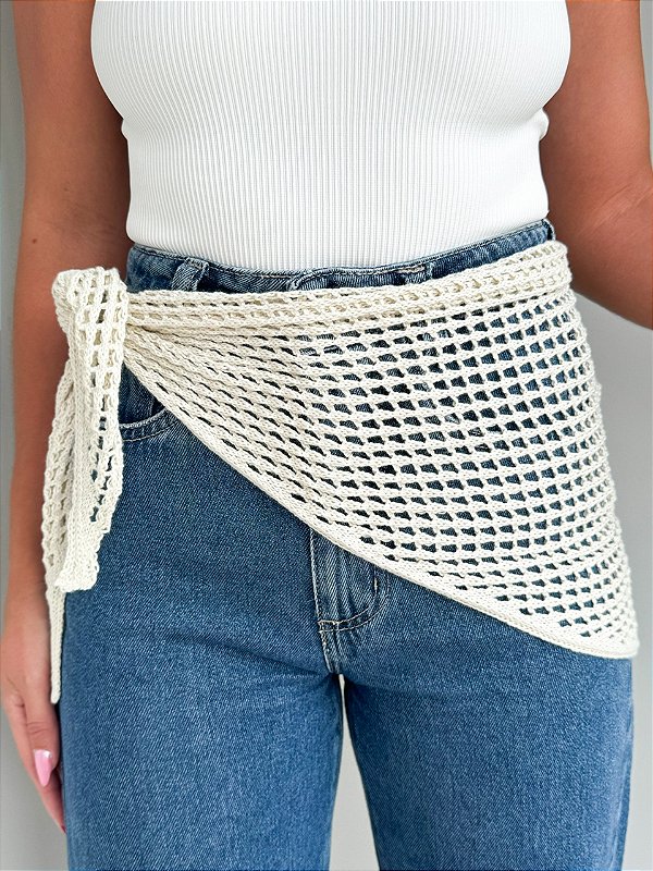 Lenço crochê areia