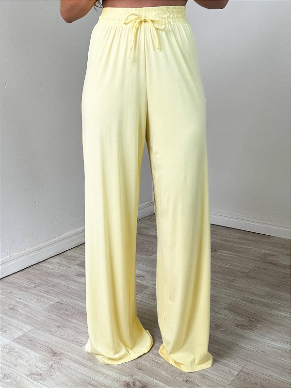 Calça comfy malha amarela