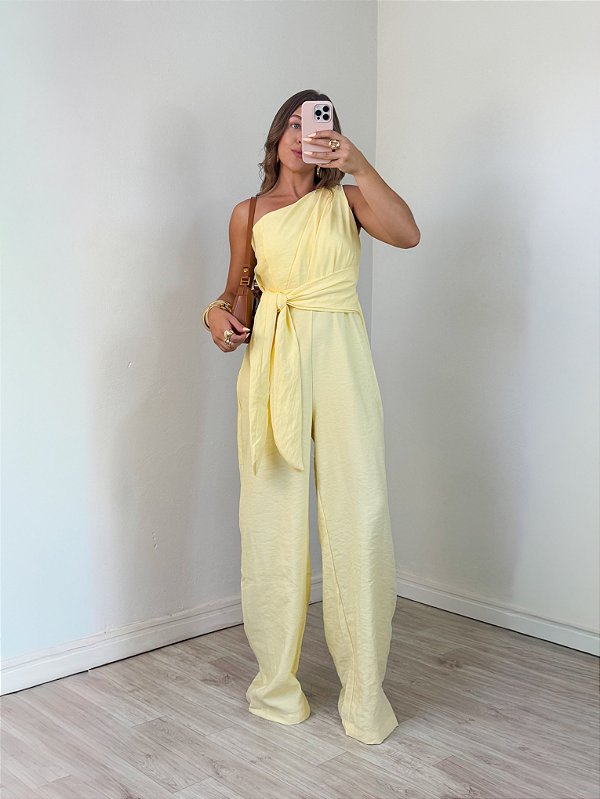 Macacão Lari Nula Manga Amarelo