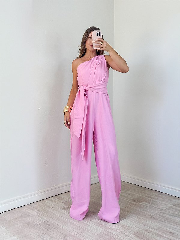 Macacão Lari Nula Manga Rosa