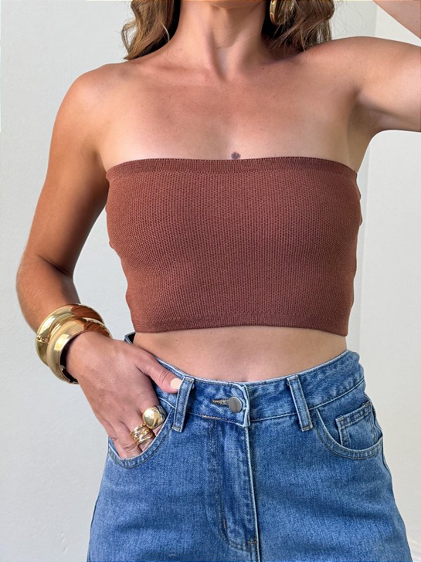 Top faixa modal marrom