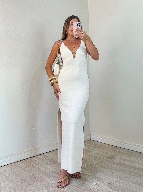 Vestido tricô luminà Off