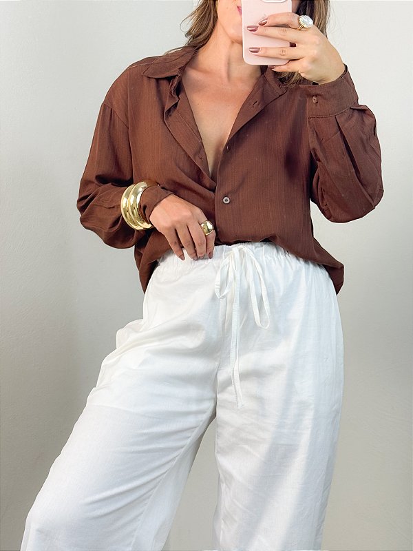 Camisa viscose marrom