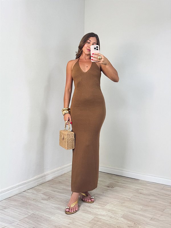 Vestido tricô bali marrom