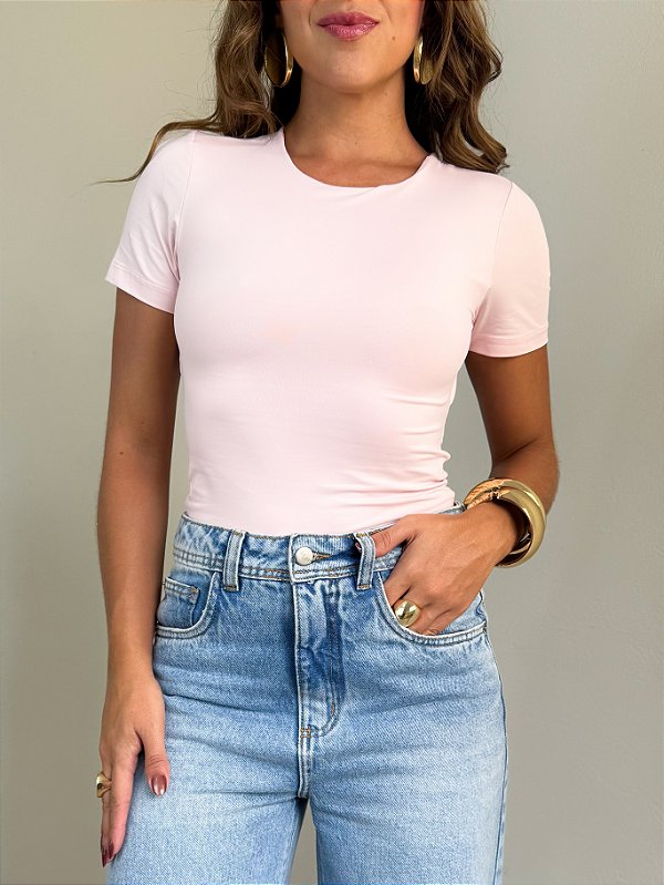 Baby tee nó nas costas rosa