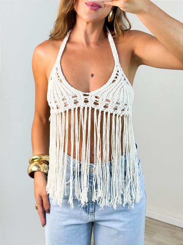 Top crochê biquini franjas