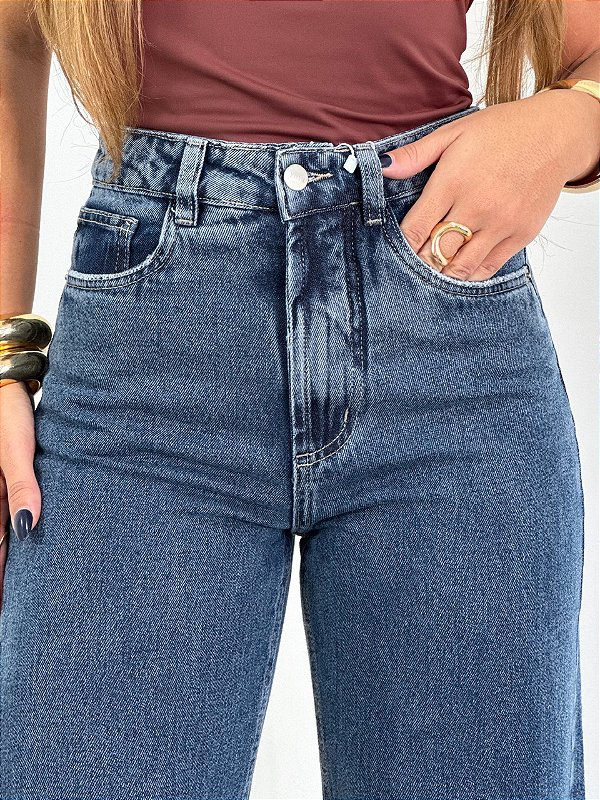 Calça jeans stella escura reta