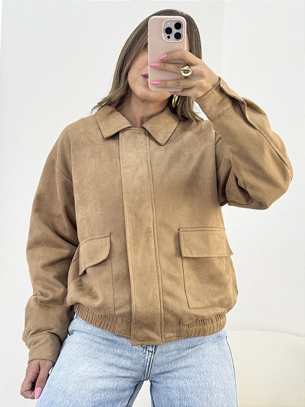 Jaqueta suede nude