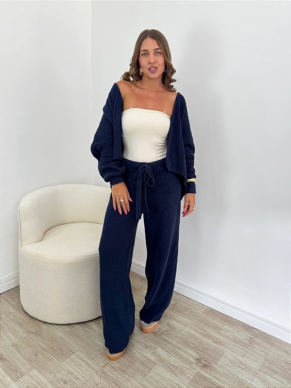 Conjunto Tricô Julieta Azul Marinho