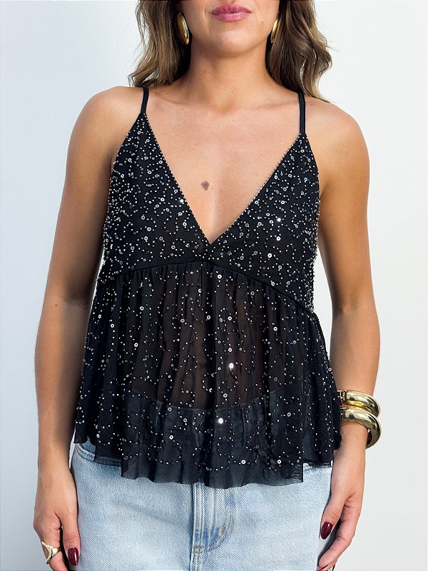 Blusa Brilhos Britney Preta