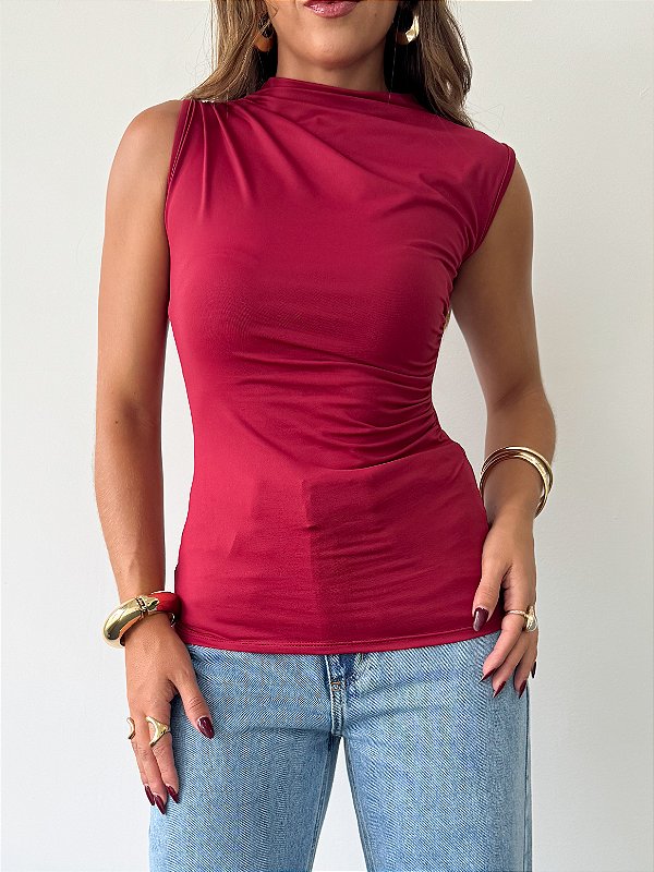 Blusa drapeada lumi marsala