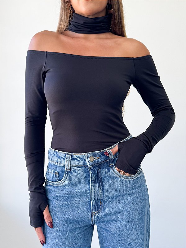 Blusa Miriam Gola Preta