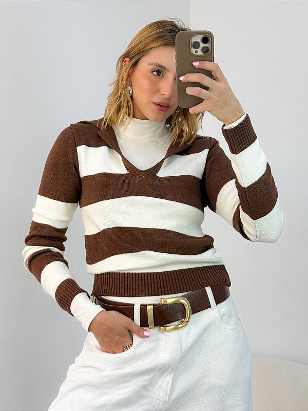 Tricô Listrado Marrom