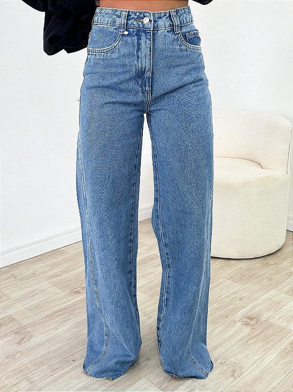 Calça Jeans Pantalona Taylor Escura