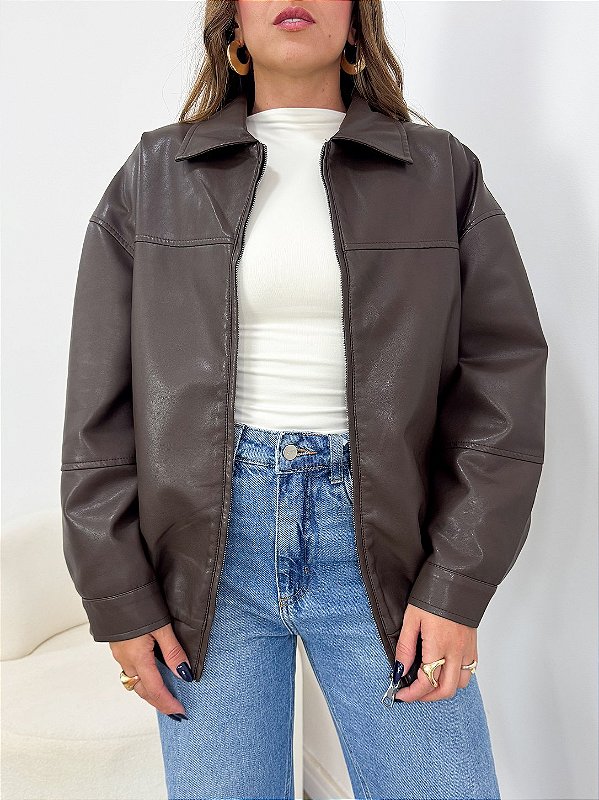 Jaqueta PU Amarilo Marrom