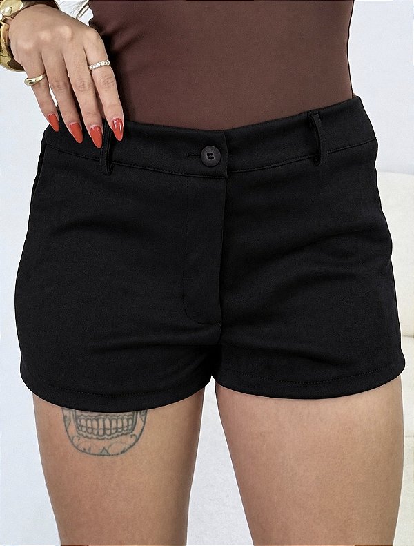Mini Short Suede Preto